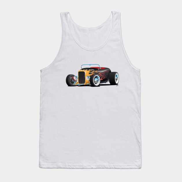 Custom Hot Rod Roadster Car with Flame Tank Top by hobrath